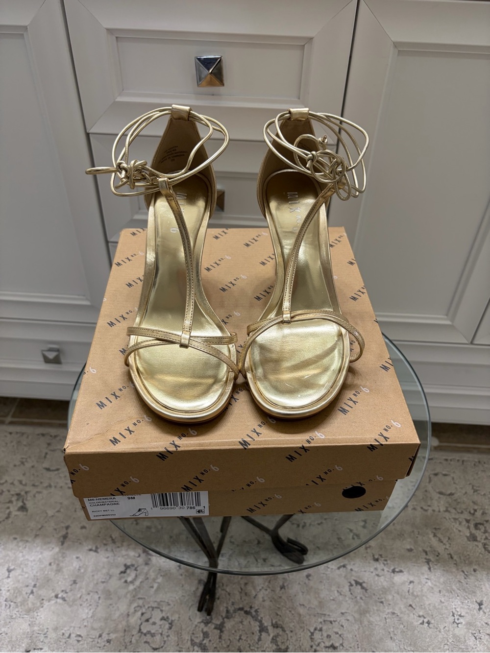Mix No. 6 Gold Strappy Block Heel Sandals Size 9 Worn Once
